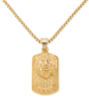 Legacy For Men By Simone I. Smith Crystal Lion Head & Greek Key Dog Tag 24" Pendant Necklace In Yellow Ion-plated Stainless Stee In Gold-tone