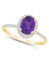 Macy's Amethyst (1-1/5 Ct. T.w.) And Lab Grown Sapphire (1/5 Ct. T.w.) Halo Ring In 10k Yellow Gold In Amethyst