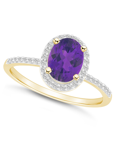 Macy's Amethyst (1-1/5 Ct. T.w.) And Lab Grown Sapphire (1/5 Ct. T.w.) Halo Ring In 10k Yellow Gold