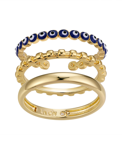 Unwritten Evil Eye Twist And Classic Ring Set, 3 Piece In Gold Flash-plated