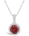 Macy's Garnet (1-2/3 Ct. T.w.) And Lab Grown Sapphire (1/6 Ct. T.w.) Halo Pendant Necklace In 10k White Gol In Garnet