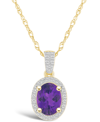 Macy's Amethyst (1-1/5 Ct. T.w.) And Lab Grown Sapphire (1/6 Ct. T.w.) Halo Pendant Necklace In 10k Yellow In Amethyst