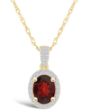 Macy's Garnet (1-1/2 Ct. T.w.) And Lab Grown Sapphire (1/6 Ct. T.w.) Halo Pendant Necklace In 10k Yellow Go In Garnet