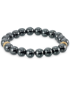 LEGACY FOR MEN BY SIMONE I. SMITH HEMATITE BEAD STRETCH BRACELET IN GOLD-TONE ION-PLATED STAINLESS STEEL