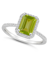 Macy's Peridot (1-2/3 Ct. T.w.) And Lab-grown Sapphire (1/4 Ct. T.w.) Halo Ring In 10k White Gold In Peridot