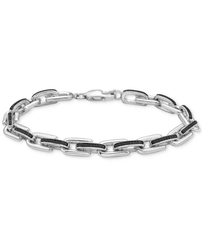 Macy's Men's Black Diamond Link Bracelet (1/2 Ct. T.w.) In Sterling Silver