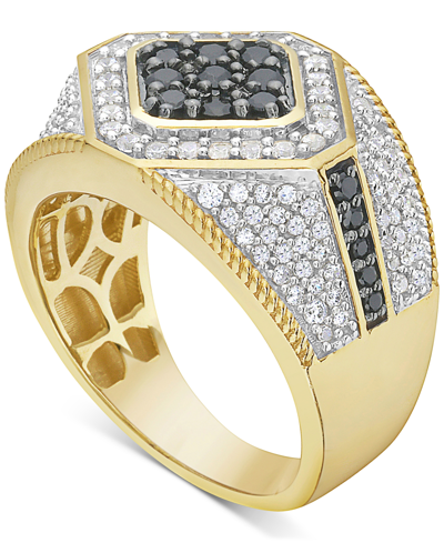 Macy's Men's Black & White Diamond Ring (1-1/2 Ct. T.w.) In 10k Gold