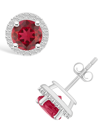 Macy's Lab Grown Ruby (2 Ct. T.w.) And Lab Grown Sapphire (1/5 Ct. T.w.) Halo Studs In 10k White Gold In Ruby