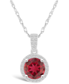 Macy's Garnet (1-2/3 Ct. T.w.) And Lab Grown Sapphire (1/6 Ct. T.w.) Halo Pendant Necklace In 10k White Gol In Ruby