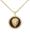 LEGACY FOR MEN BY SIMONE I. SMITH BLACK AGATE & LION HEAD 24" PENDANT NECKLACE IN GOLD-TONE ION-PLATED STAINLESS STEEL