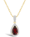 Macy's Garnet (1-1/10 Ct. T.w.) And Lab Grown Sapphire (1/6 Ct. T.w.) Halo Pendant Necklace In 10k Yellow G In Garnet