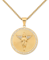 Legacy For Men By Simone I. Smith Crystal Angel Disc 24" Pendant Necklace In Gold-tone Ion-plated Stainless Steel In Gold-tone