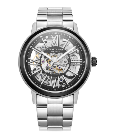 Kenneth Cole New York Men's Automatic Silver-tone Stainless Steel Bracelet Watch 43mm