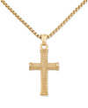 LEGACY FOR MEN BY SIMONE I. SMITH TEXTURED CROSS 24" PENDANT NECKLACE IN GOLD-TONE ION-PLATED STAINLESS STEEL