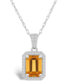 MACY'S CITRINE (1-3/5 CT. T.W.) AND LAB GROWN SAPPHIRE (1/5 CT. T.W.) HALO PENDANT NECKLACE IN 10K WHITE GO