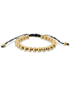 LEGACY FOR MEN BY SIMONE I. SMITH POLISHED BEAD CORD BOLO BRACELET IN GOLD-TONE ION-PLATED STAINLESS STEEL
