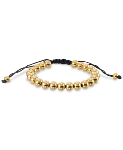 Legacy For Men By Simone I. Smith Polished Bead Cord Bolo Bracelet In Gold-tone Ion-plated Stainless