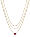UNWRITTEN RED CUBIC ZIRCONIA AND CHAIN NECKLACES SET, 3 PIECE