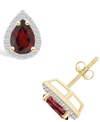 Macy's Garnet (1-3/4 Ct. T.w.) And Lab Grown Sapphire (1/5 Ct. T.w.) Halo Studs In 10k Yellow Gold In Garnet