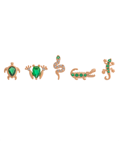 Girls Crew Women's Emerald Rainforest Stud Set In Rose Gold Plated