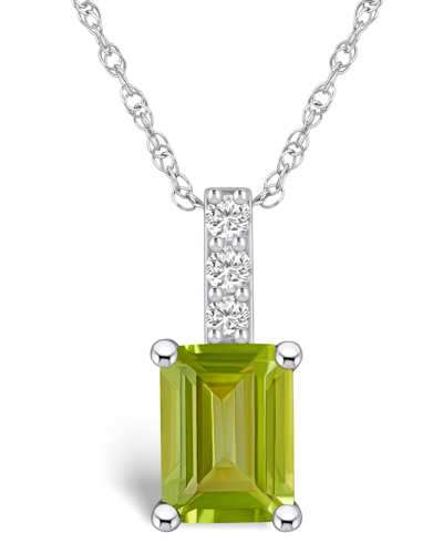 Macy's Peridot (1-3/4 Ct. T.w.) And Diamond Accent Pendant Necklace In 14k White Gold
