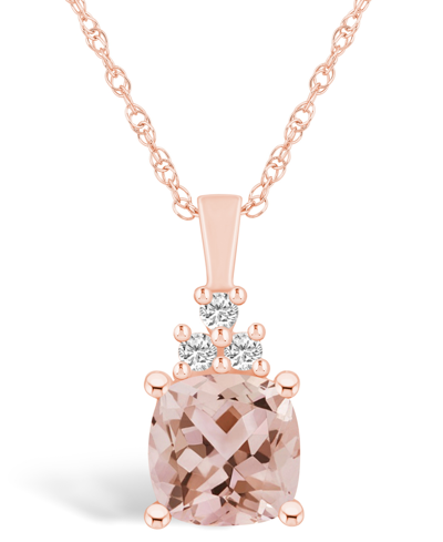 Macy's Morganite (2 Ct. T.w.) And Diamond (1/10 Ct. T.w.) Pendant Necklace In 14k Rose Gold