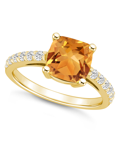 Macy's Citrine (2 Ct. T.w.) And Diamond (1/3 Ct. T.w.) Ring In 14k Yellow Gold