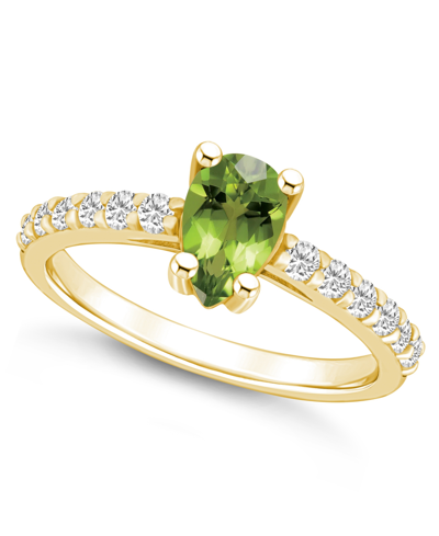 Macy's Peridot (1 Ct. T.w.) And Diamond (1/3 Ct. T.w.) Ring In 14k Yellow Gold
