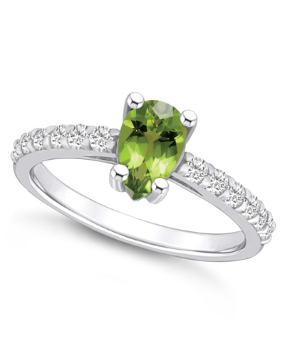 Macy's Peridot (1 Ct. T.w.) And Diamond (1/3 Ct. T.w.) Ring In 14k White Gold