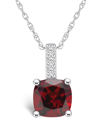 Macy's Garnet (2-3/4 Ct. T.w.) And Diamond Accent Pendant Necklace In 14k White Gold