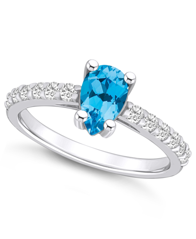 Macy's Blue Topaz (1 Ct. T.w.) And Diamond (1/3 Ct. T.w.) Ring In 14k White Gold