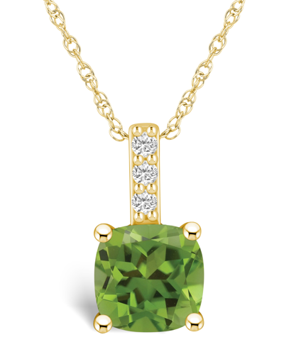 Macy's Peridot (2-3/8 Ct. T.w.) And Diamond Accent Pendant Necklace In 14k Yellow Gold