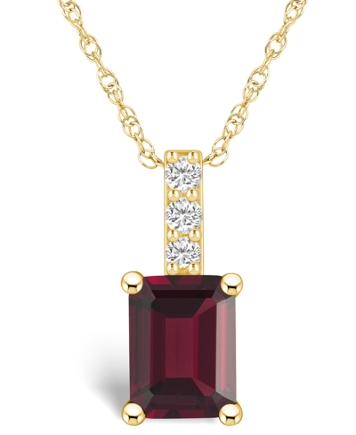 Macy's Garnet (2 Ct. T.w.) And Diamond Accent Pendant Necklace In 14k Yellow Gold