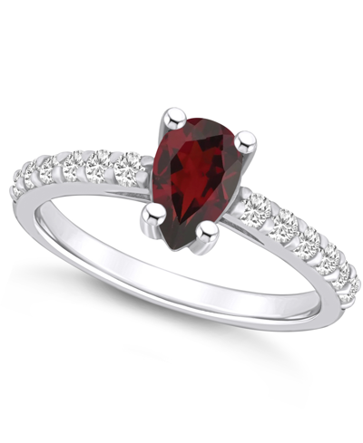 Macy's Garnet (1-1/10 Ct. T.w.) And Diamond (1/3 Ct. T.w.) Ring In 14k White Gold