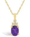 Macy's Amethyst (1-1/5 Ct. T.w.) And Diamond (1/10 Ct. T.w.) Pendant Necklace In 14k Yellow Gold In Amethyst
