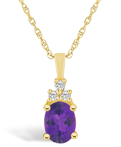 Macy's Amethyst (1-1/5 Ct. T.w.) And Diamond (1/10 Ct. T.w.) Pendant Necklace In 14k Yellow Gold