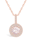 Macy's Morganite (1-1/4 Ct. T.w.) And Diamond (3/8 Ct. T.w.) Halo Pendant Necklace In 14k Rose Gold In Morganite