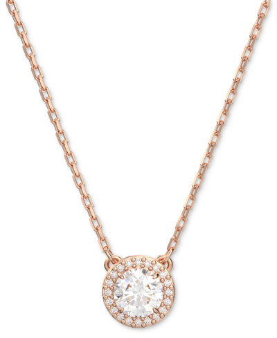 Swarovski Rose Gold-tone Constella Crystal Pendant Necklace, 14-7/8" + 3" Extender In White