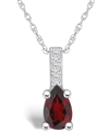 Macy's Garnet (1-1/10 Ct. T.w.) And Diamond Accent Pendant Necklace In 14k White Gold In Garnet