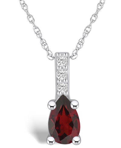 Macy's Garnet (1-1/10 Ct. T.w.) And Diamond Accent Pendant Necklace In 14k White Gold