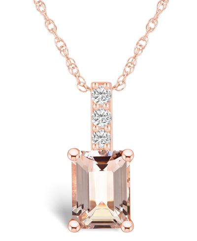 MACY'S MORGANITE (1-3/8 CT. T.W.) AND DIAMOND ACCENT PENDANT NECKLACE IN 14K ROSE GOLD