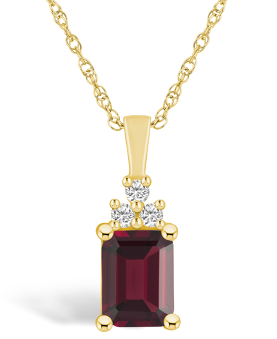 Macy's Garnet (2 Ct. T.w.) And Diamond (1/10 Ct. T.w.) Pendant Necklace In 14k Yellow Gold