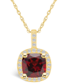 MACY'S GARNET (2-3/4 CT. T.W.) AND DIAMOND (1/4 CT. T.W.) HALO PENDANT NECKLACE IN 14K YELLOW GOLD