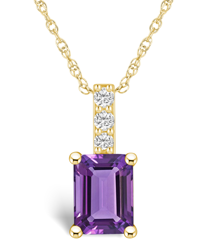 Macy's Amethyst (1-5/8 Ct. T.w.) And Diamond Accent Pendant Necklace In 14k Yellow Gold