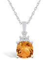 Macy's Citrine (2 Ct. T.w.) And Diamond (1/10 Ct. T.w.) Pendant Necklace In 14k White Gold In Citrine