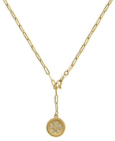 Effy Collection Effy Diamond Flower Disc 18" Pendant Necklace (1/5 Ct. T.w.) In 14k Gold In Yellow Gold