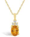 Macy's Citrine (1-1/5 Ct. T.w.) And Diamond (1/10 Ct. T.w.) Pendant Necklace In 14k Yellow Gold In Citrine