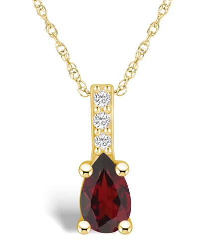 Macy's Garnet (1-1/10 Ct. T.w.) And Diamond Accent Pendant Necklace In 14k Yellow Gold