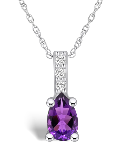 Macy's Amethyst (7/8 Ct. T.w.) And Diamond Accent Pendant Necklace In 14k White Gold