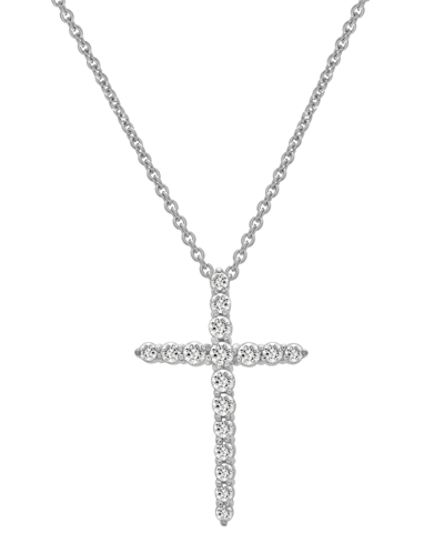 Macy's Diamond Cross Pendant Necklace (1/6 Ct. T.w.) In Platinum, 18" + 2" Extender, Created For
